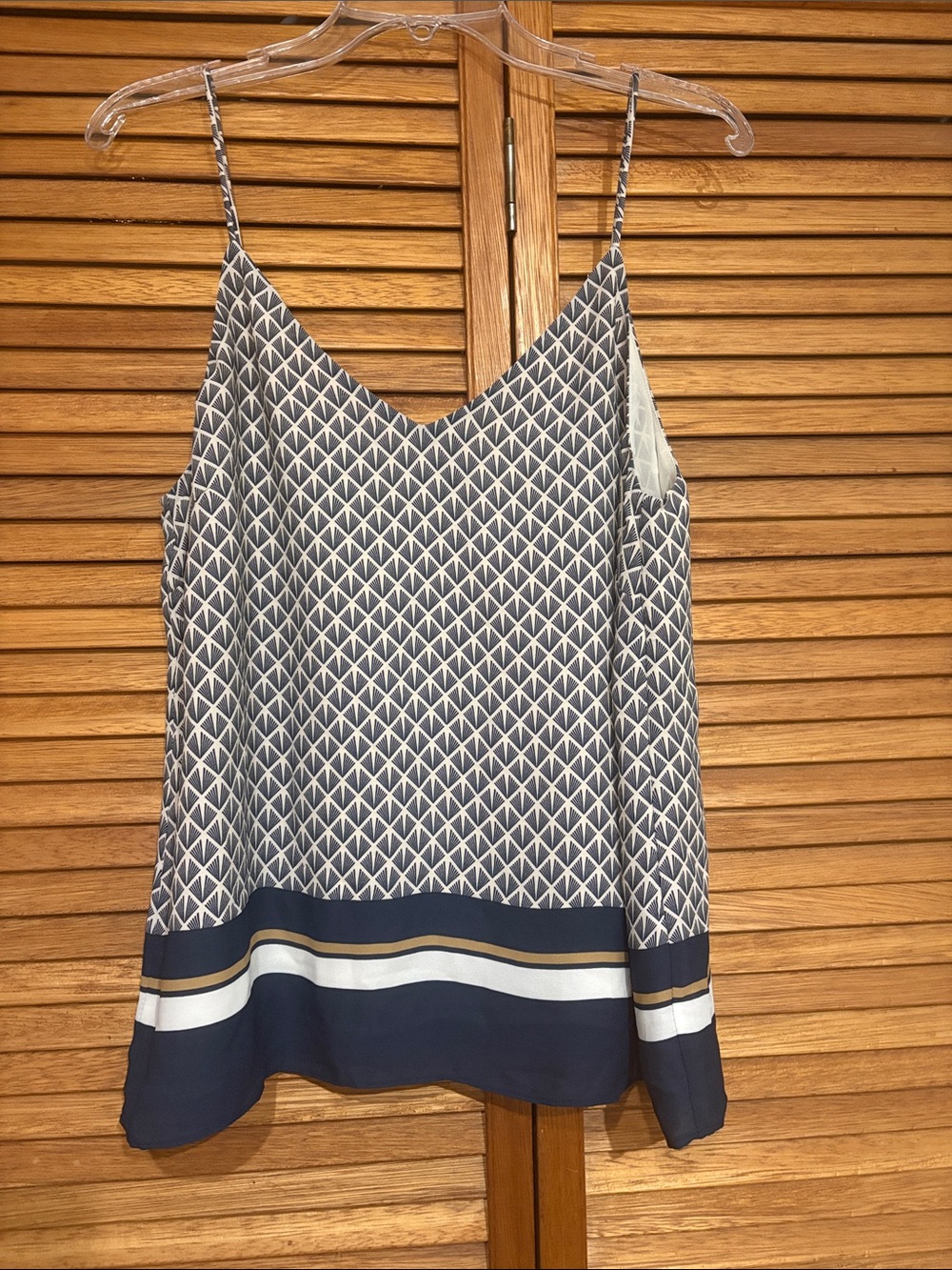 H&M Navy and White Geometric V-Neck Cami